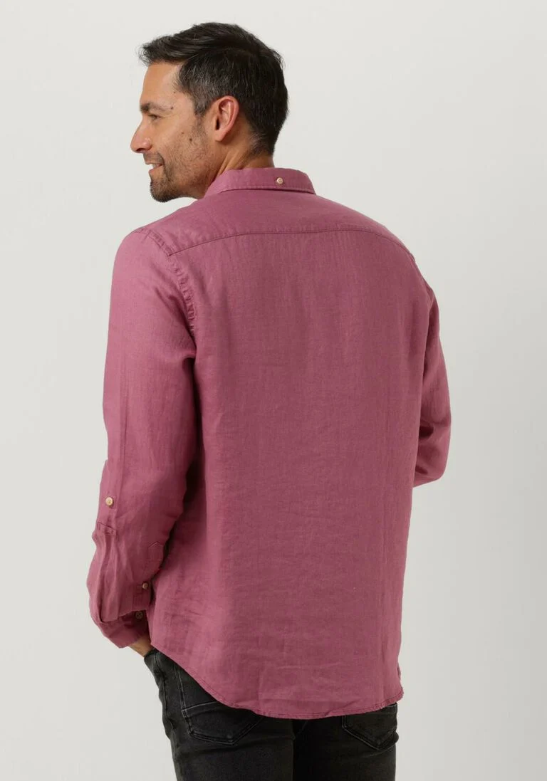 SCOTCH & SODA roze scotch & soda casual overhemd regular-fit linen shirt with sleeve roll-up