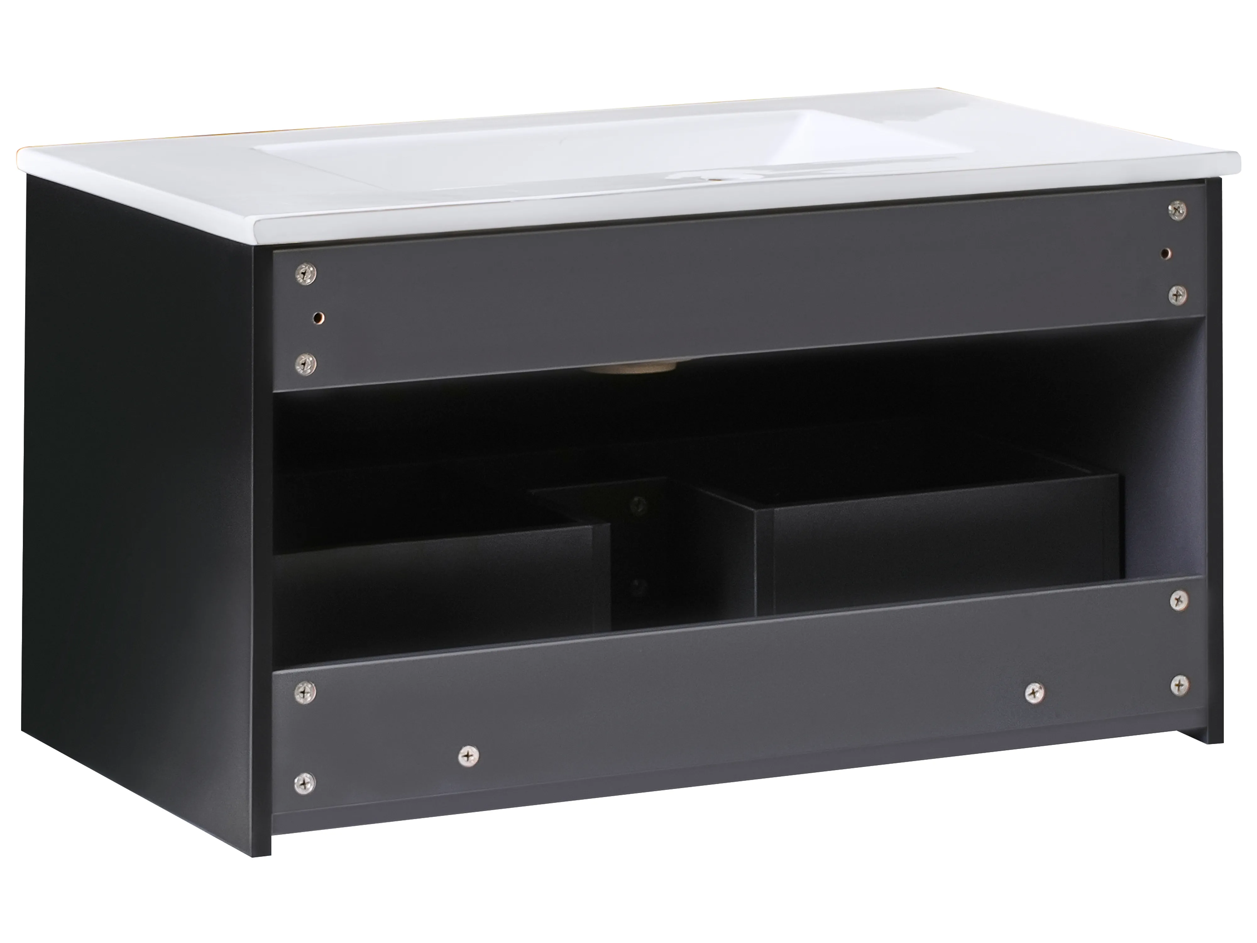 Wandgemonteerd meubel met wastafel BONAIRE Zwart