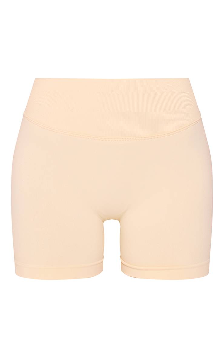 Butter Cream Short De Sport Taille Haute Crème À Effet Synthétiquesh-up Sans Couture