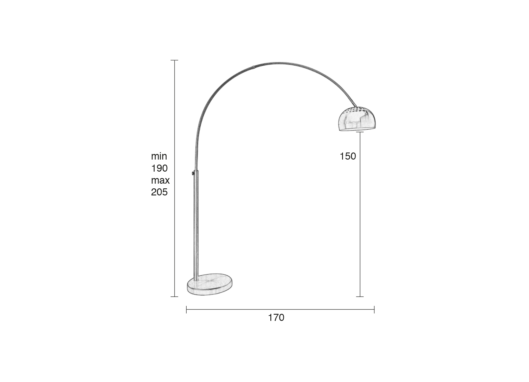 Vloerlamp Metal Bow Messing