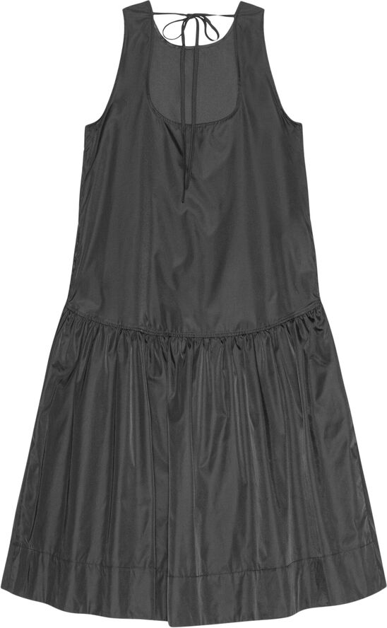 Ganni Duchesse Nylon Midi Dress Black