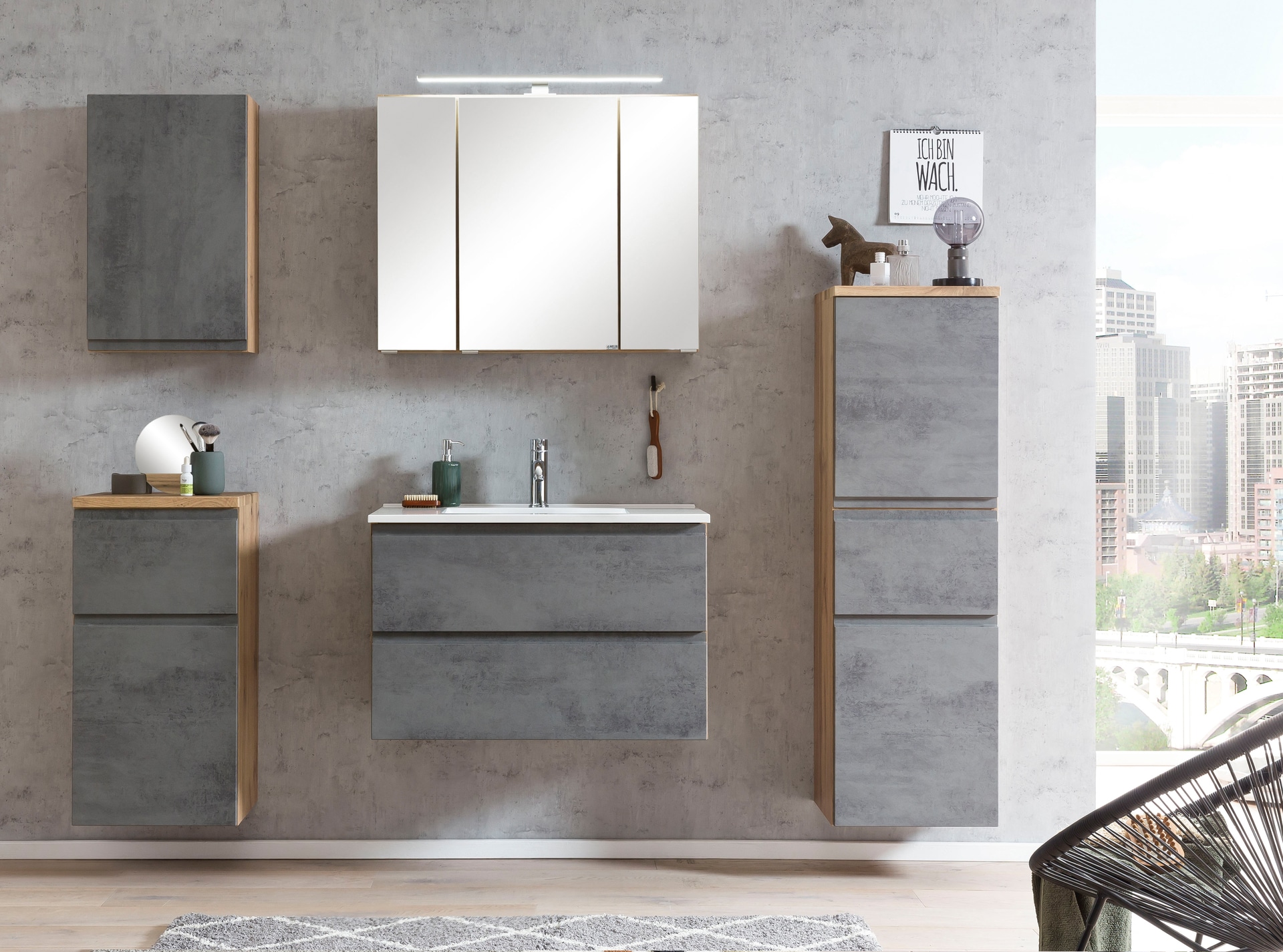 Bad-Midischrank GENT hellgrau/braun 40cm