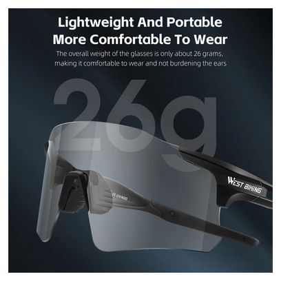 Lunettes de soleil de sport photochromiques anti-buée et anti-vent - noir