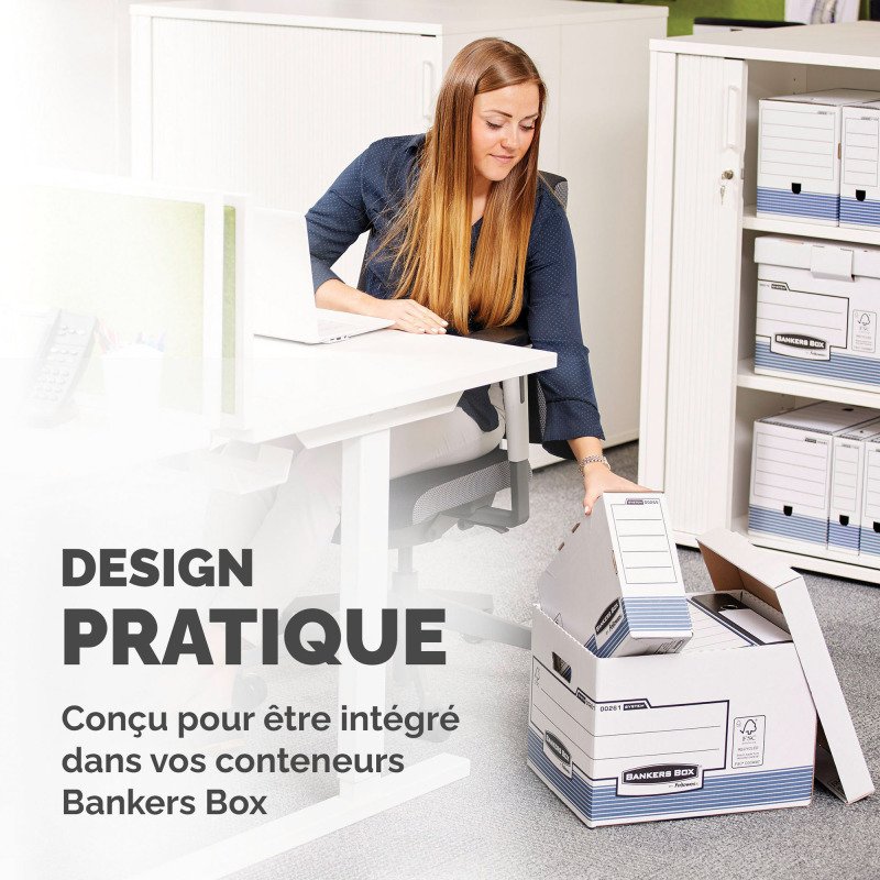 Boîte archives carton automatique Bankers Box by Fellowes - Dos 20 cm - Bleue