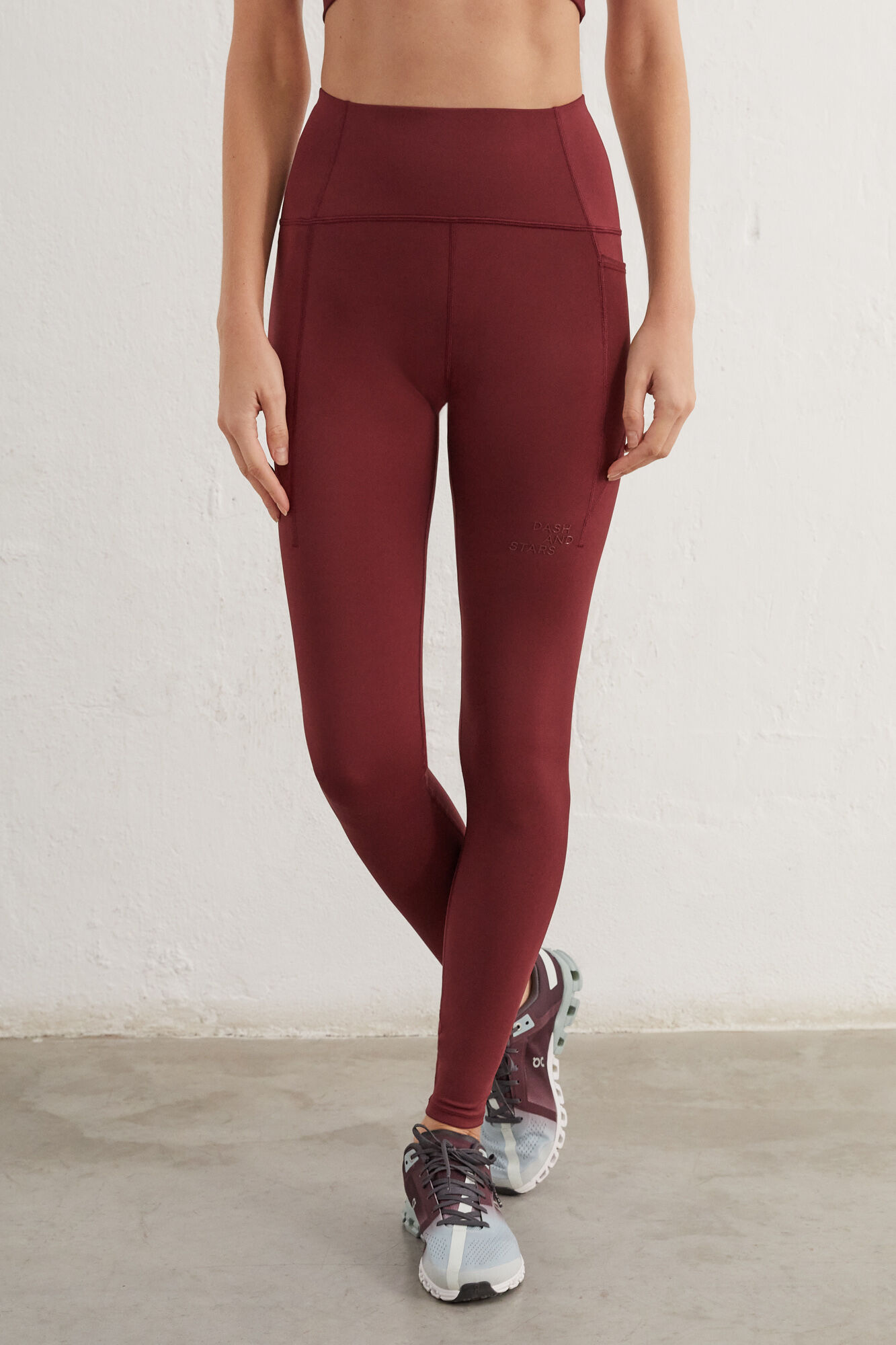 Leggings compridas elásticas 4D na cor bordô - Estampadas