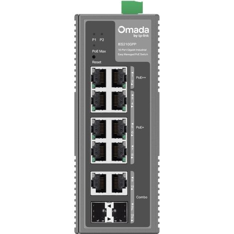 TP-Link Omada IES210GPP commutateur réseau Géré Gigabit Ethernet (10/100/1000) Connexion Ethernet, supportant l'alimentation via ce port (PoE) DIN rail Gris