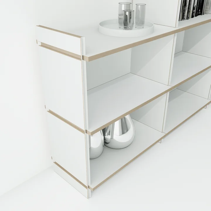 Tojo - mehrfach Regal, vierfach Anbaumodul, weiss