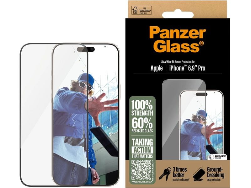 Panzerglass Displayschutz Ultra Wide Fit iPhone 16 Pro Max Display-Schutzfolie für das Apple iPhone 16 Pro Max