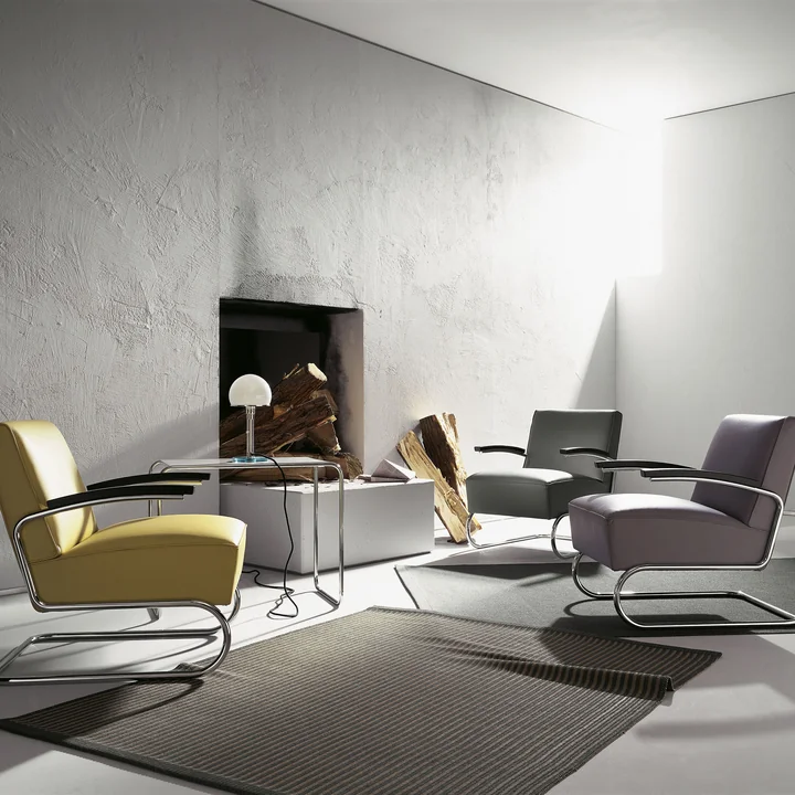 Thonet - B 9 Satztisch-Set, a   b, Chrom / Glas opalweiss in Diamantschliff