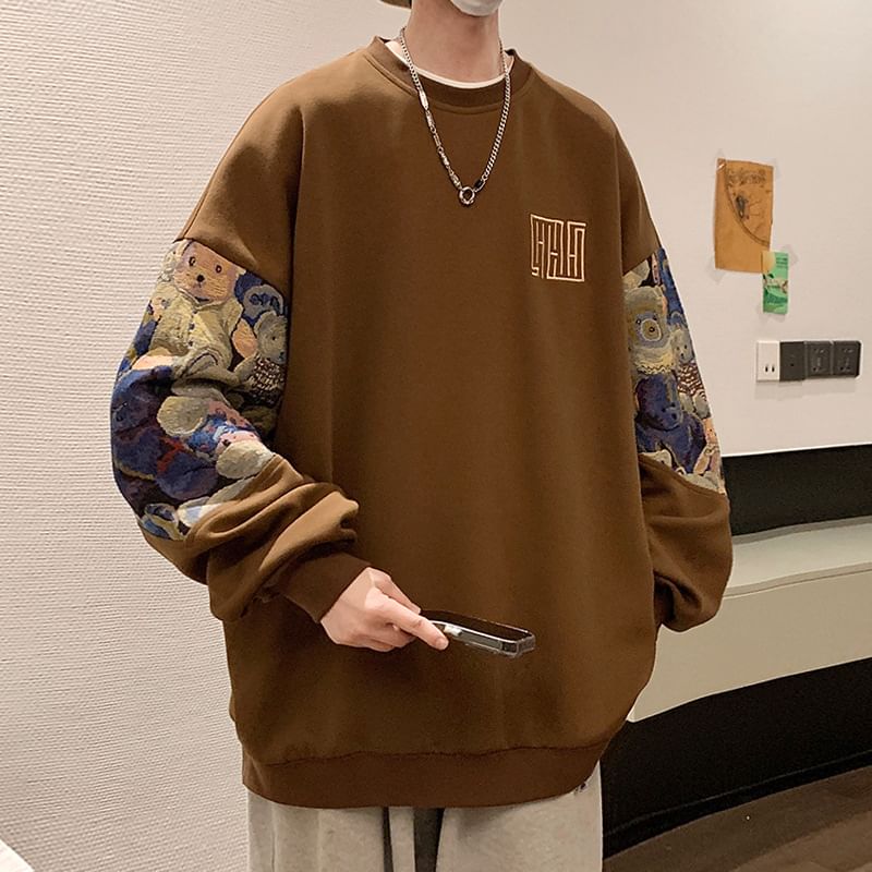 Obikan - Sweatshirt met ronde hals en berenpaneel