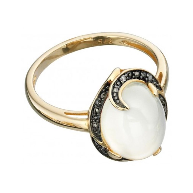 Bague Pierre de lune et diamant en or 375