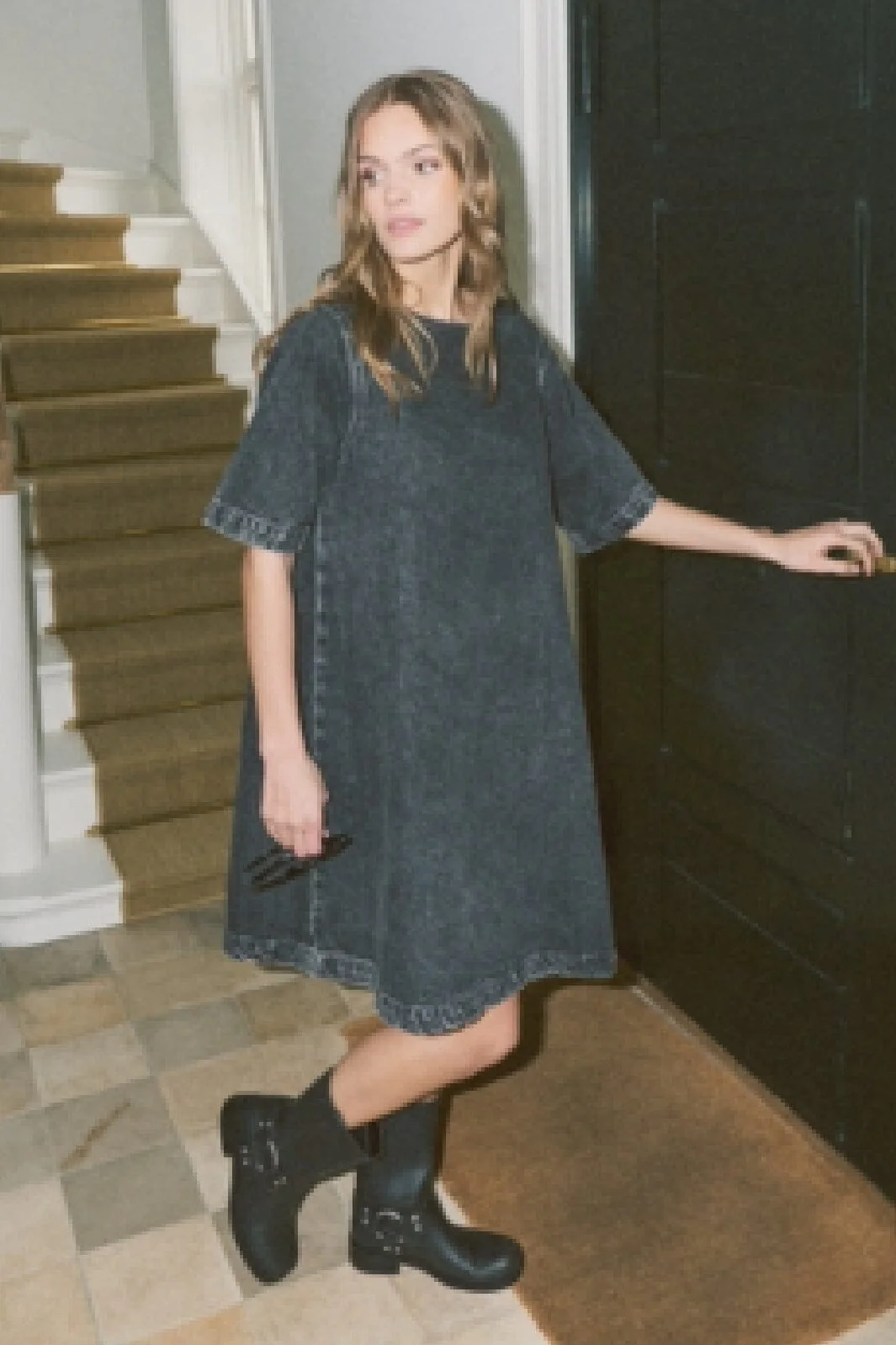Only Onlgigi S/S A-Shape Dress Azg 4651929 dark grey denim