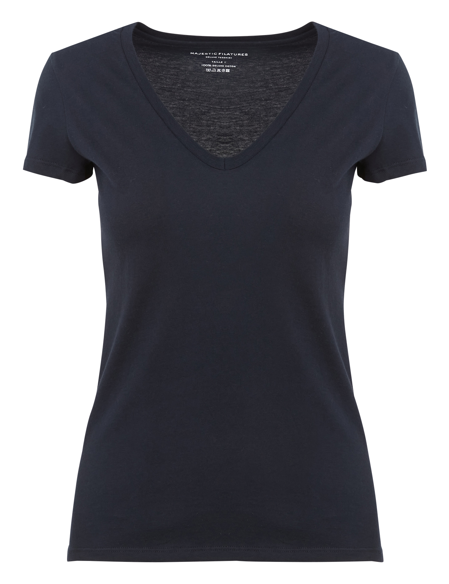 Tee-shirt col V en coton | Bleu