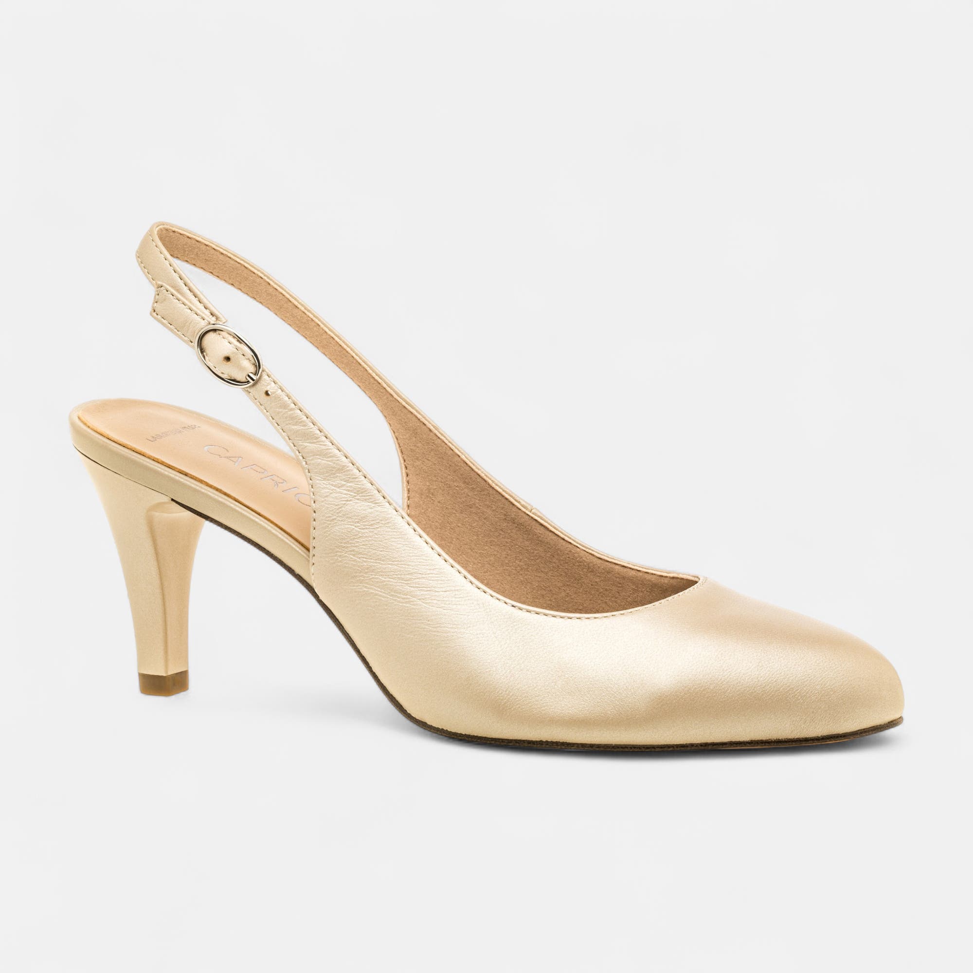 Escarpins avec bride arrière à talon Femme en cuir taupe