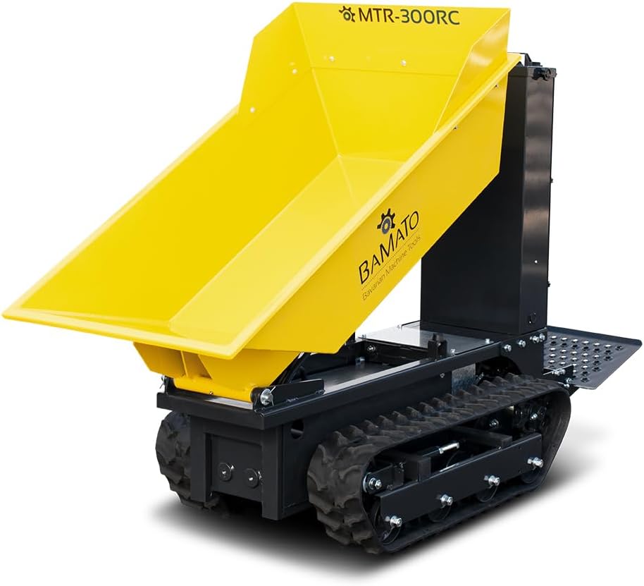 BAMATO Mini Raupendumper MTR-300RC mit Fernsteuerung | 300kg Zuladung | Steuerbar komplett über Fernbedienung | Elektroantrieb | 750W Motorleistung | Hydraulisch Kippfunktion | Minidumper