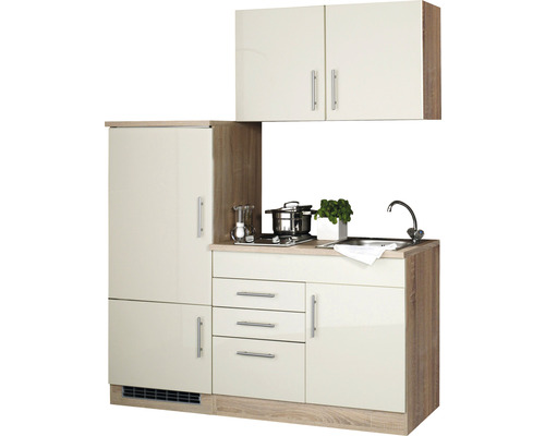 Held Furniture Enkele keuken met apparatuur Toronto 160 cm crème hoogglans gedemonteerd 909.6509
