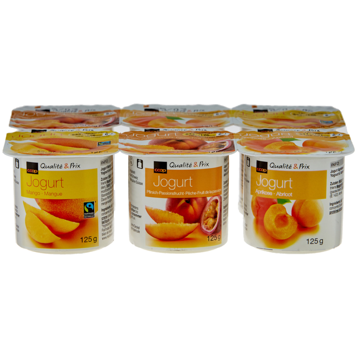Fairtrade Joghurt Mango, Aprikose, Pfirsich & Passionsfrucht 6x125g