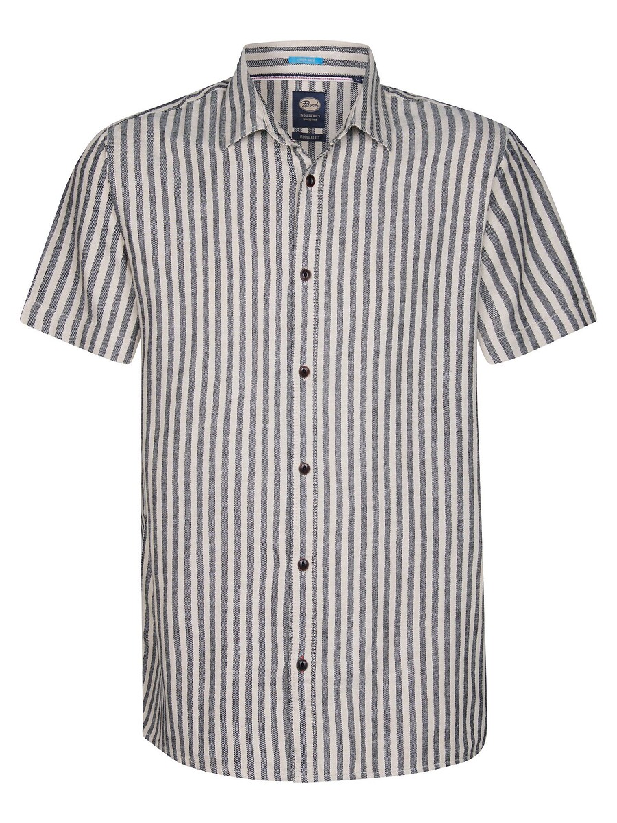 INDÚSTRIAS PETROLÍFERAS<br>Camisa listrada de algodão e linho