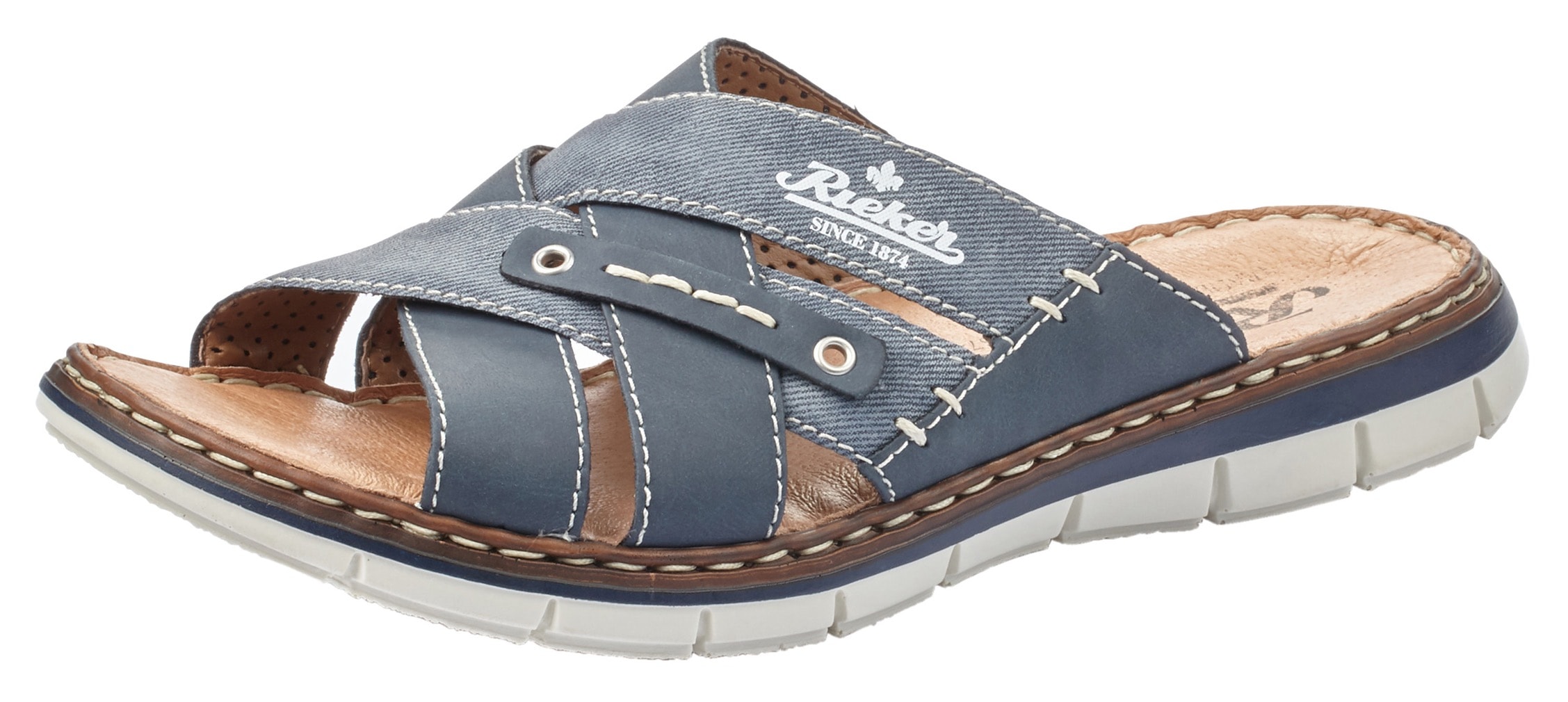 Rieker Pantolette  , Sommerschuh, Schlappen, Poolslides, mit Leder-Innensohle