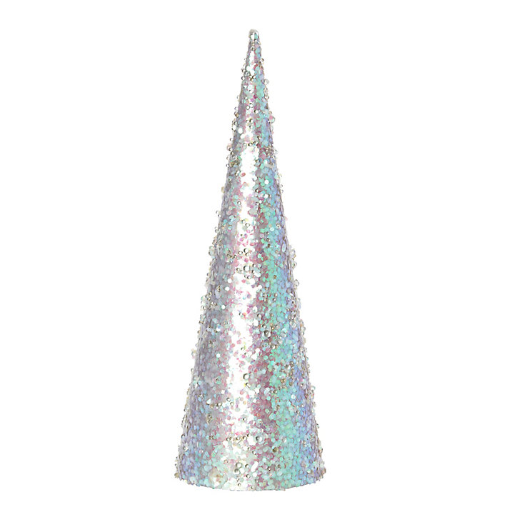 Sapin décoratif de table à sequins et paillettes 32 cm