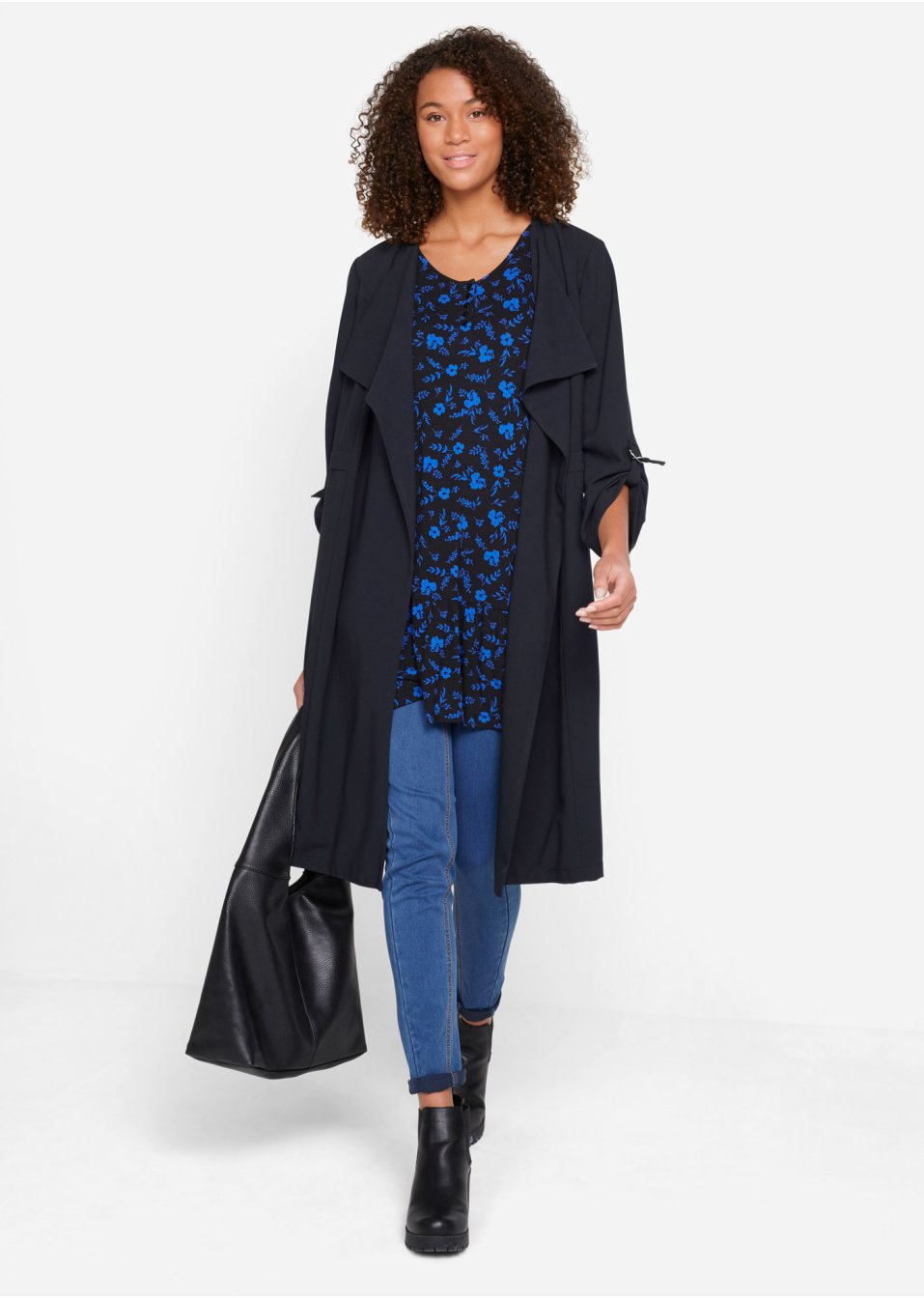 T-shirt tunique imprimé, manches longues