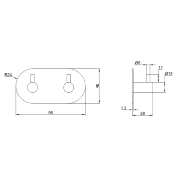 Kapstok 2 haken Milo zwart ijzer 95 mm 2 stuks