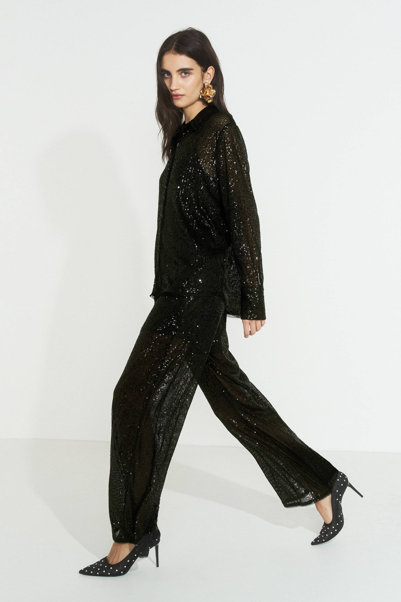 Ruby pailletten pantalon zwart