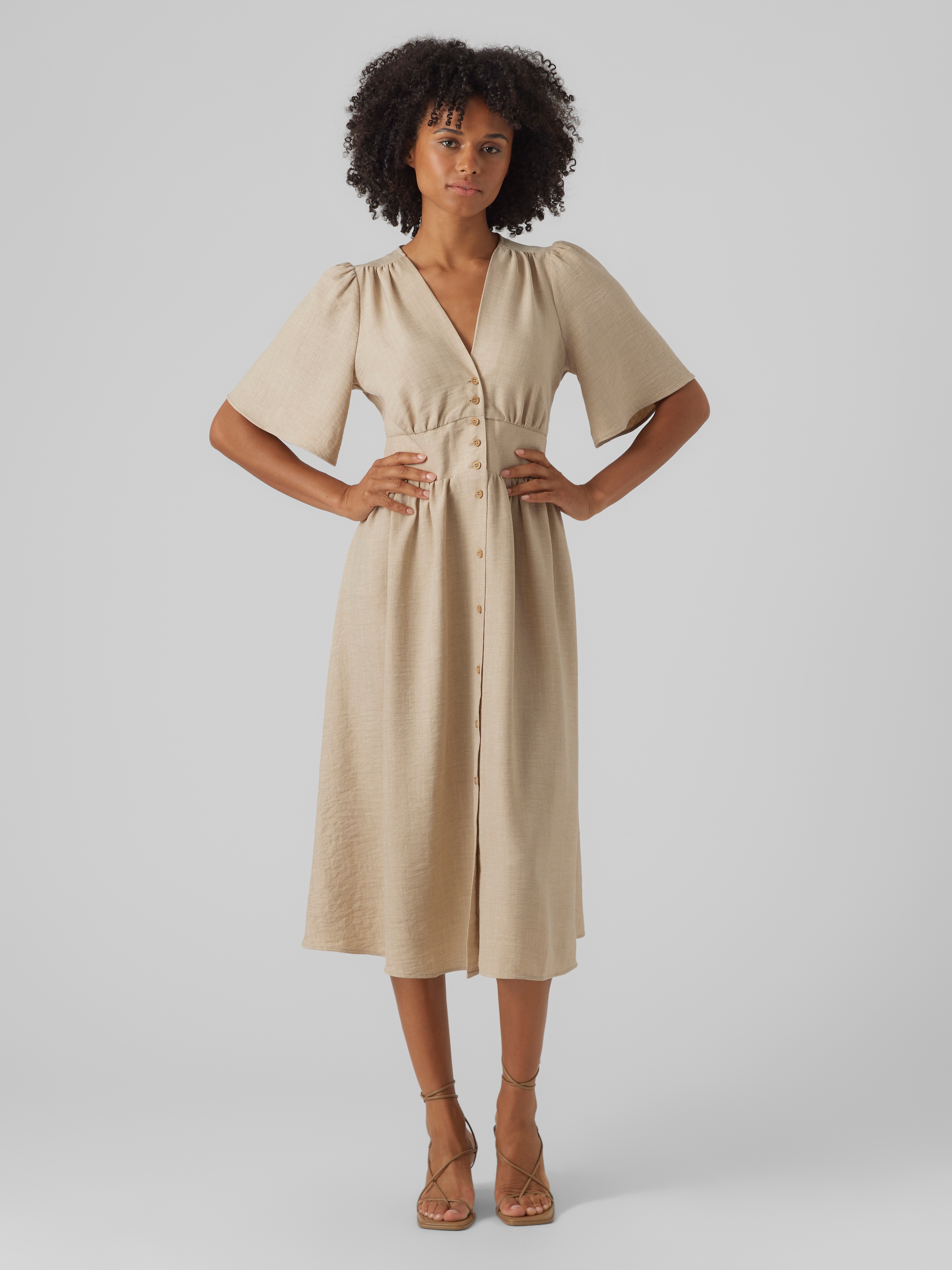 Vero Moda Midikleid »VMMELANEY 2/4 BLK DRESS WVN NOOS« Sommerkleid,