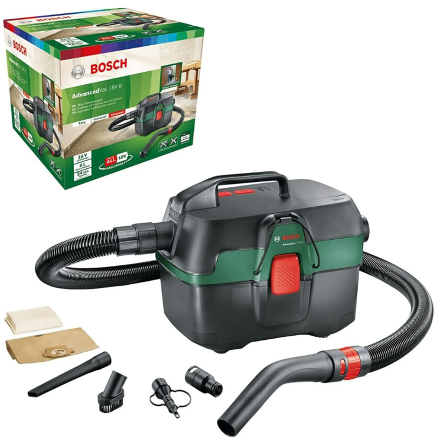 BOSCH Akku-Nass-Trockensauger - 18V-8 Auto-Edition - 8 Liter