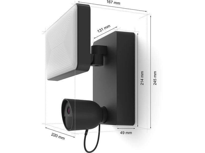 Philips Hue Secure Flutlichtkamera Schwarz Beleuchtung. Kamera. Hue Secure.