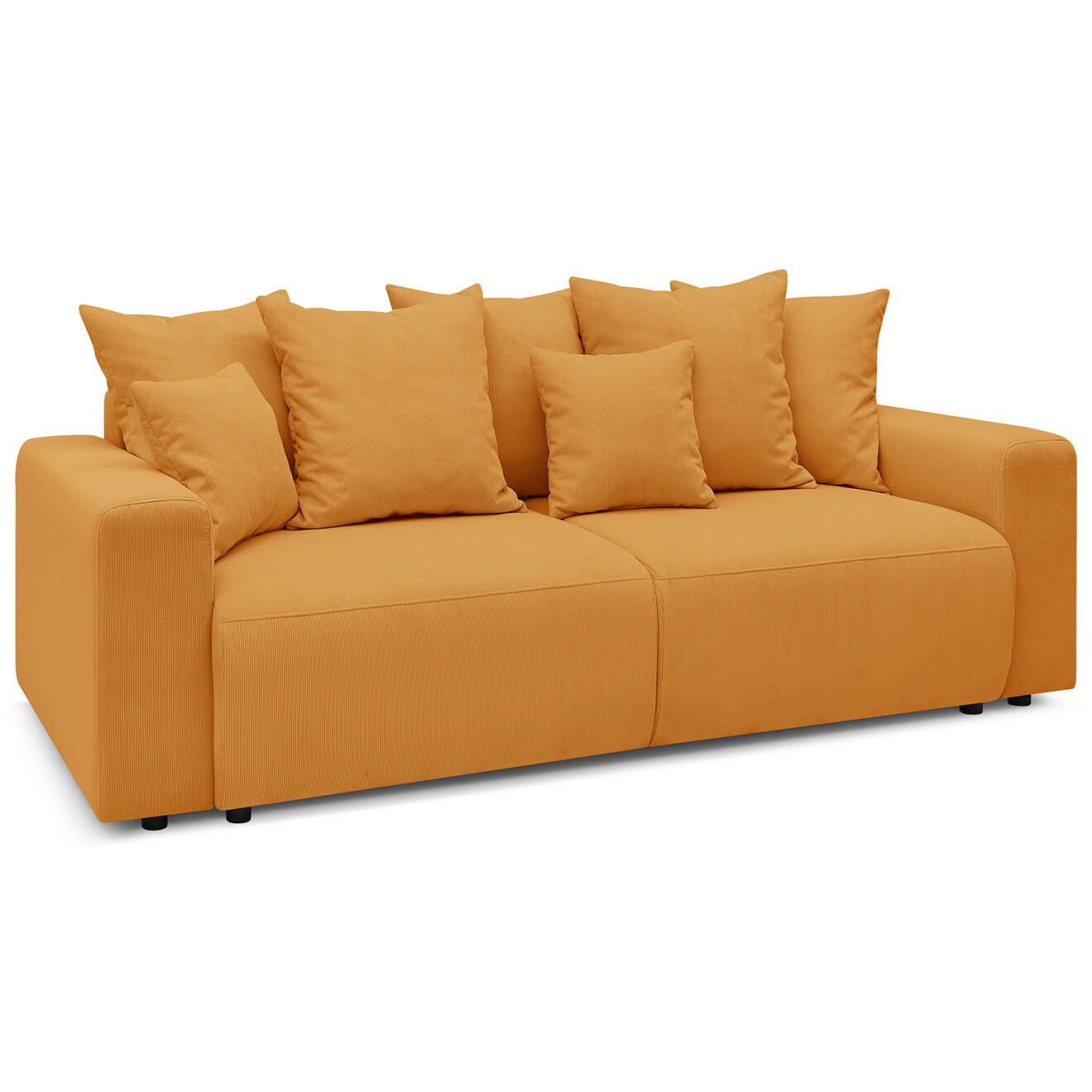 Bobochic Canapé 3 places convertible velours côtelé Envy jaune - 245x102x88 cm