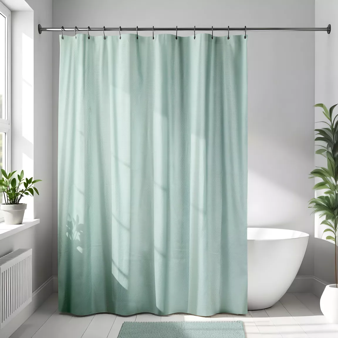 Rideau de douche en microfibre (180 x 200 cm) Gauffré Vert eucalyptus