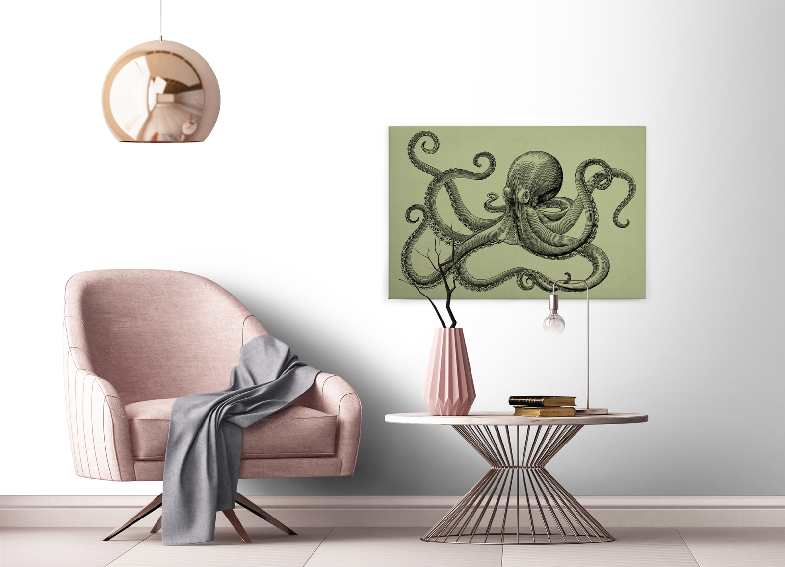 Leinwandbild KRAKE - grün-schwarz - 90x60 cm