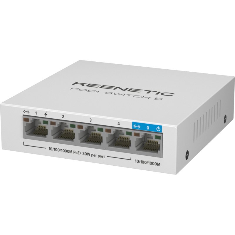 Keenetic PoE+ Switch 5 (KN-4610) Commutateur Gigabit 5 ports avec 4 ports PoE+ et budget énergétique de 60 W