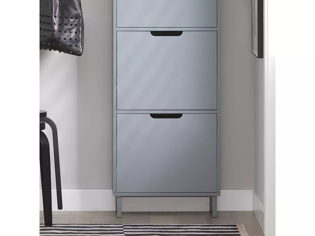 SoBuy Meuble à Chaussures Meuble de Rangement à Chaussures avec 3 Abattants Armoire à Chaussures Commode à Chaussures Meuble d'Entrée Rangement pour Chaussures – Gris, 50x19x129 cm, FSR151-H-HG