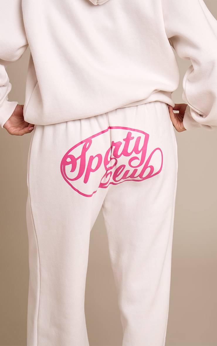 Crème Pantalon De Jogging Droit En Molleton De Coton Sports Club