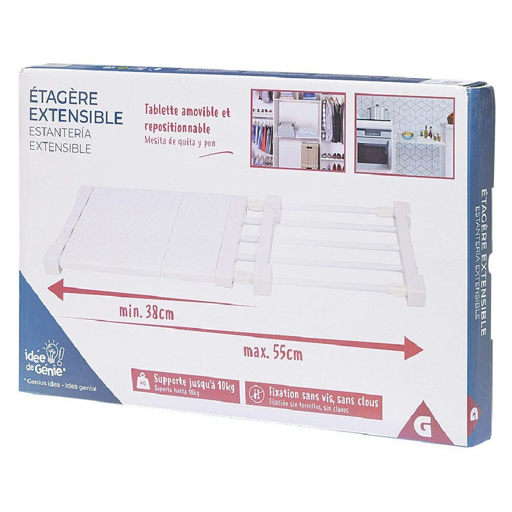 Étagère amovible extensible blanche 38/55 cm
