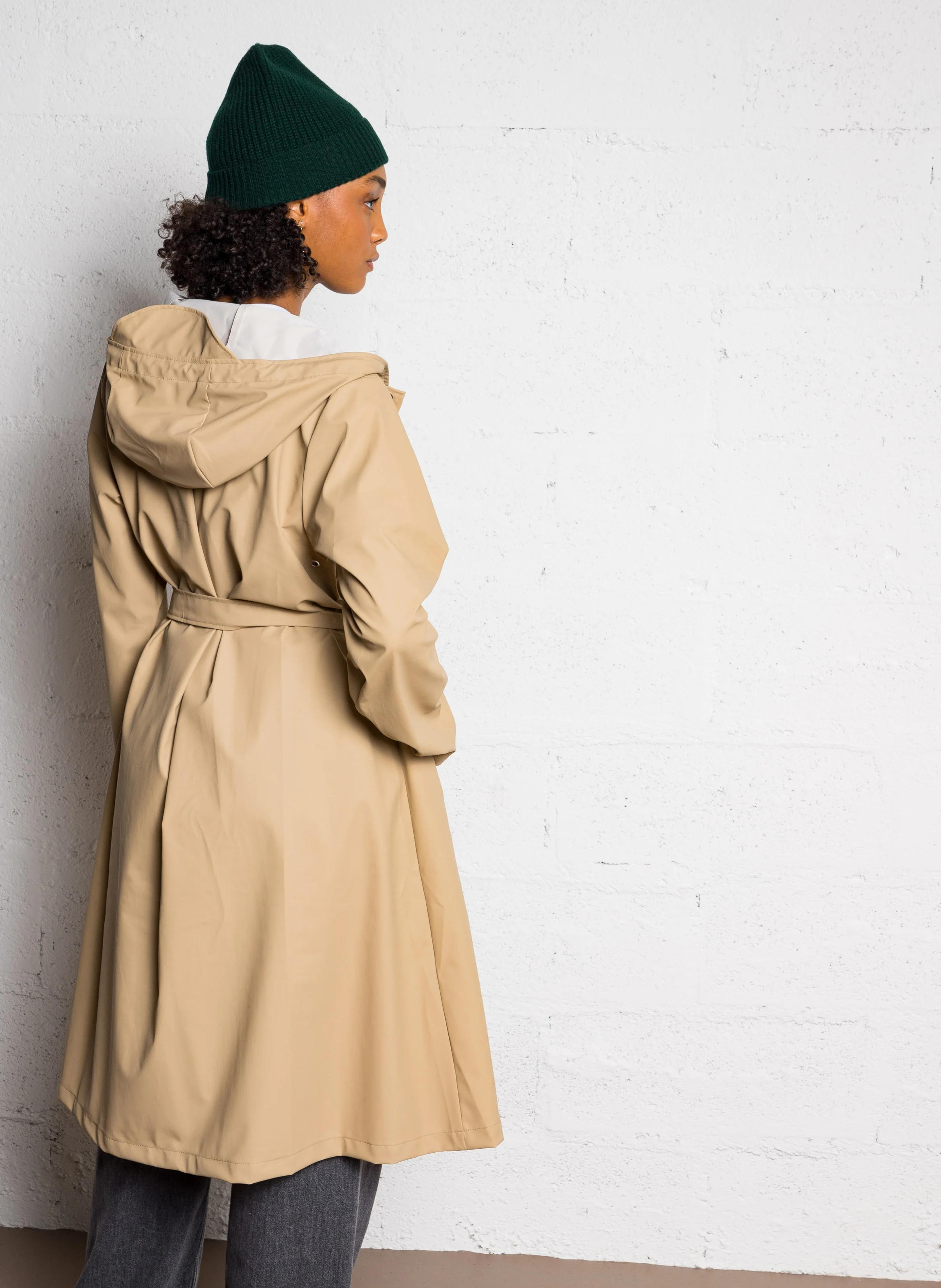 Imperméable droit col rond | Beige
