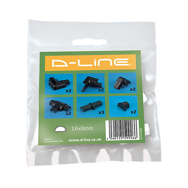 Multi-pack d'accessoires pour goulotte D-Line noire 30 x 15 mm