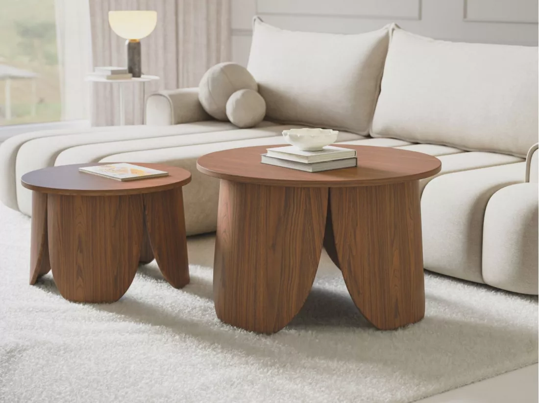 Table basse ronde - 60 cm - couleur noyer - VIVIALLY