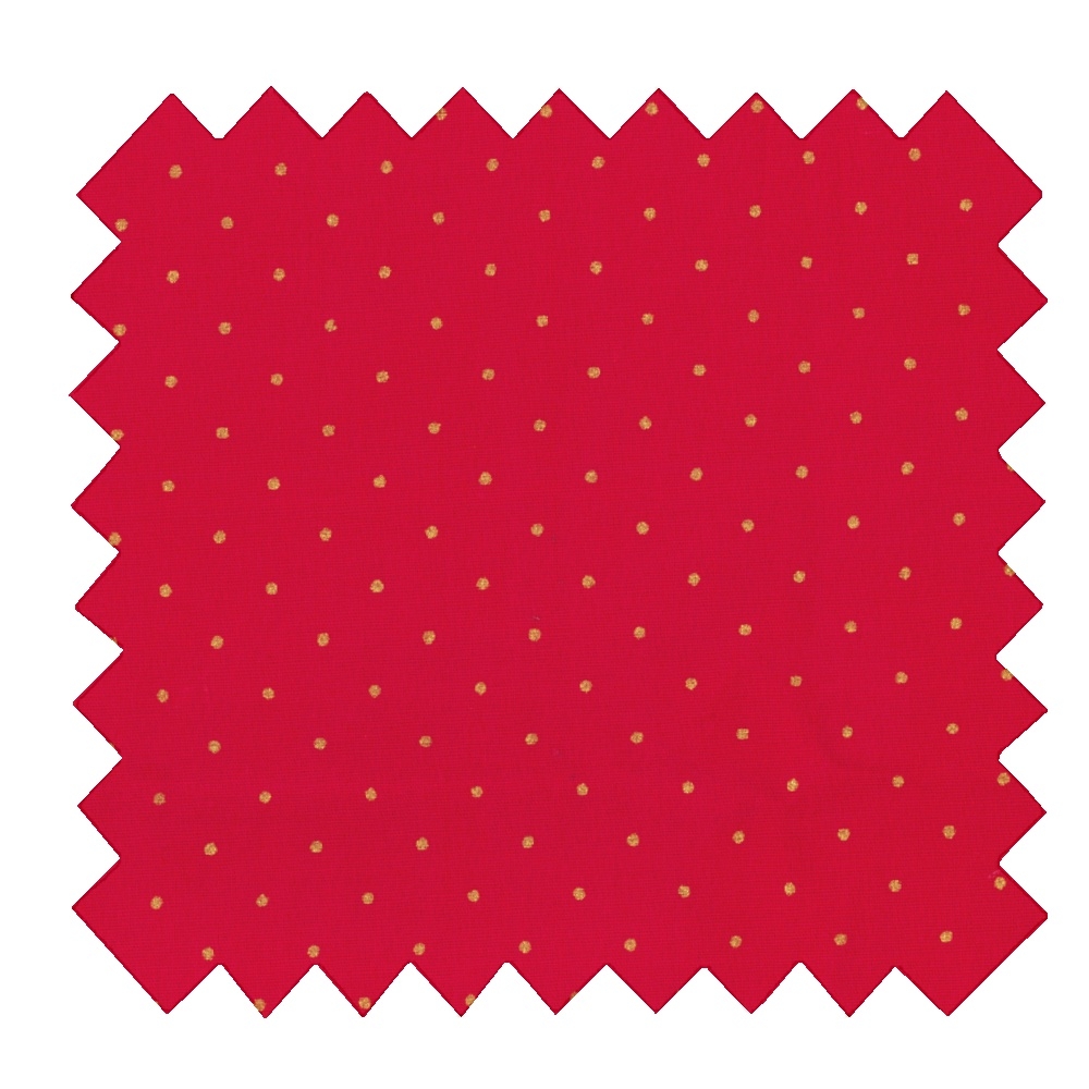 Tissu Coton Au Mètre Pois Or Rouge Ex1038