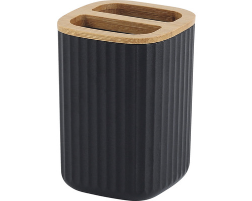 form&style 6-delige badkamerset, zwart kunststof/bamboe