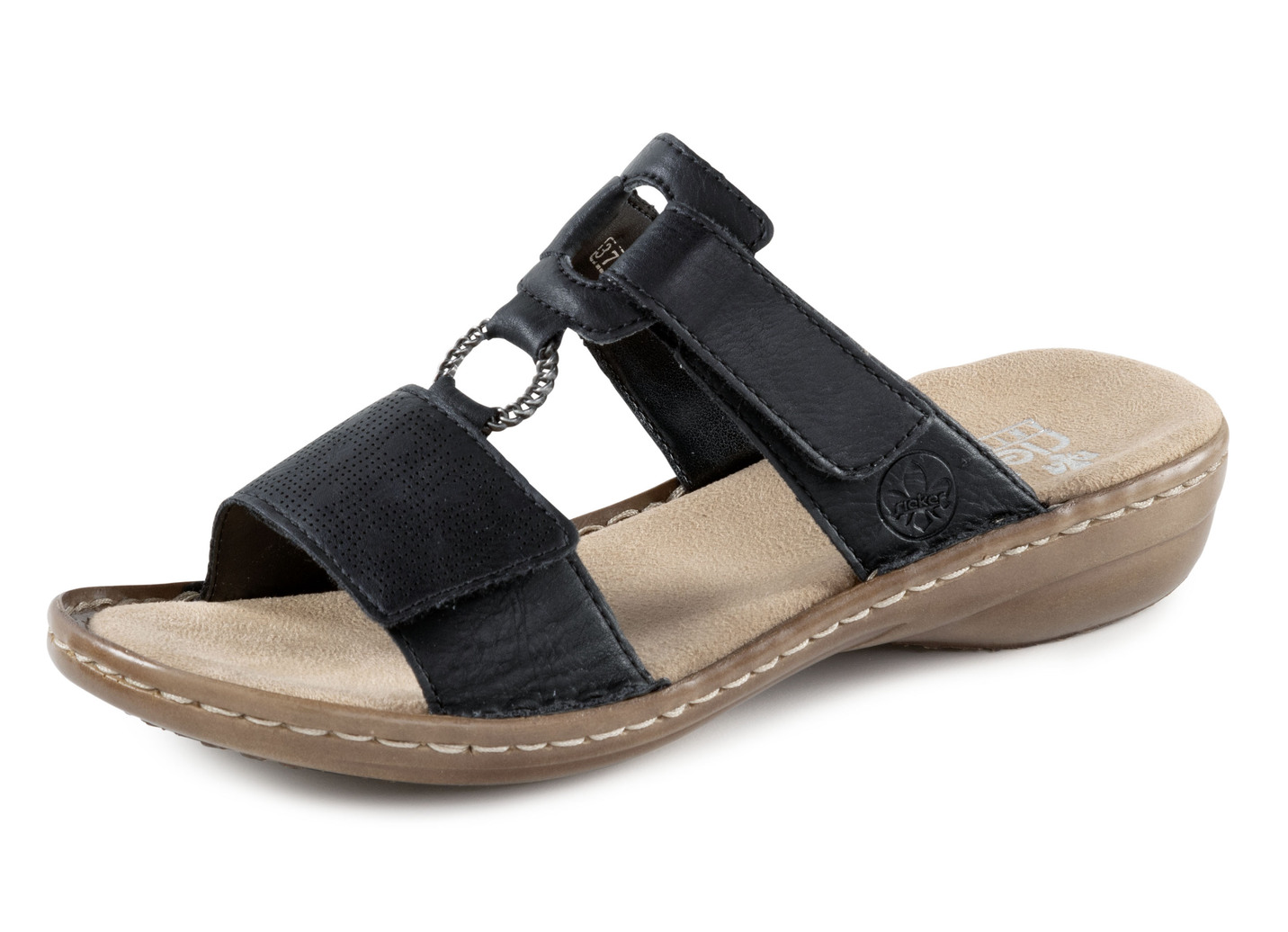 Rieker Pantolette mit dezenter Prägung und Metallschmuck