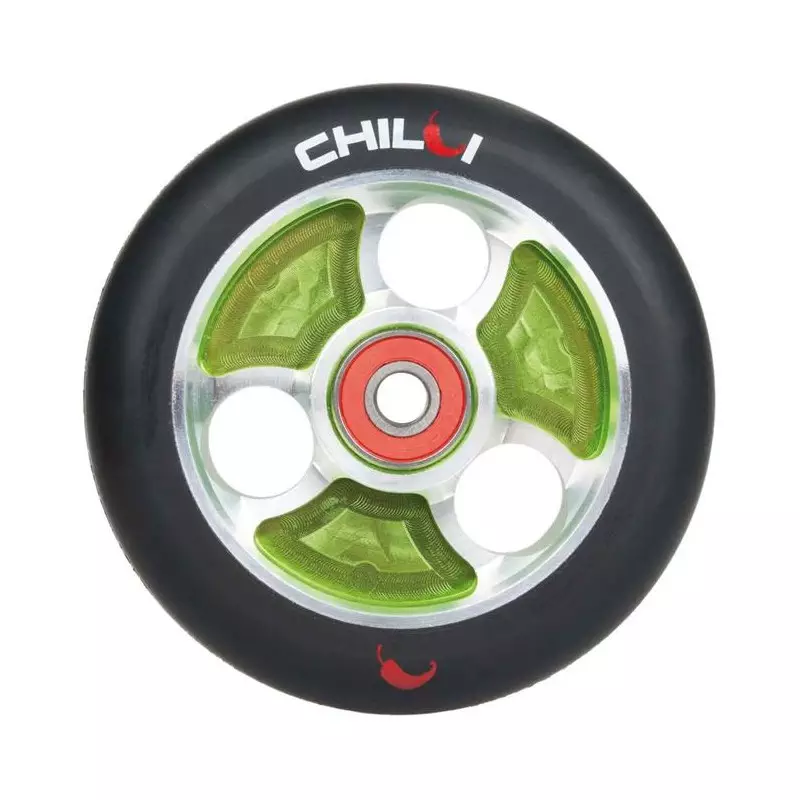 Roue de Trottinette CHILLI chilli 100mm moyeu vert gomme noir