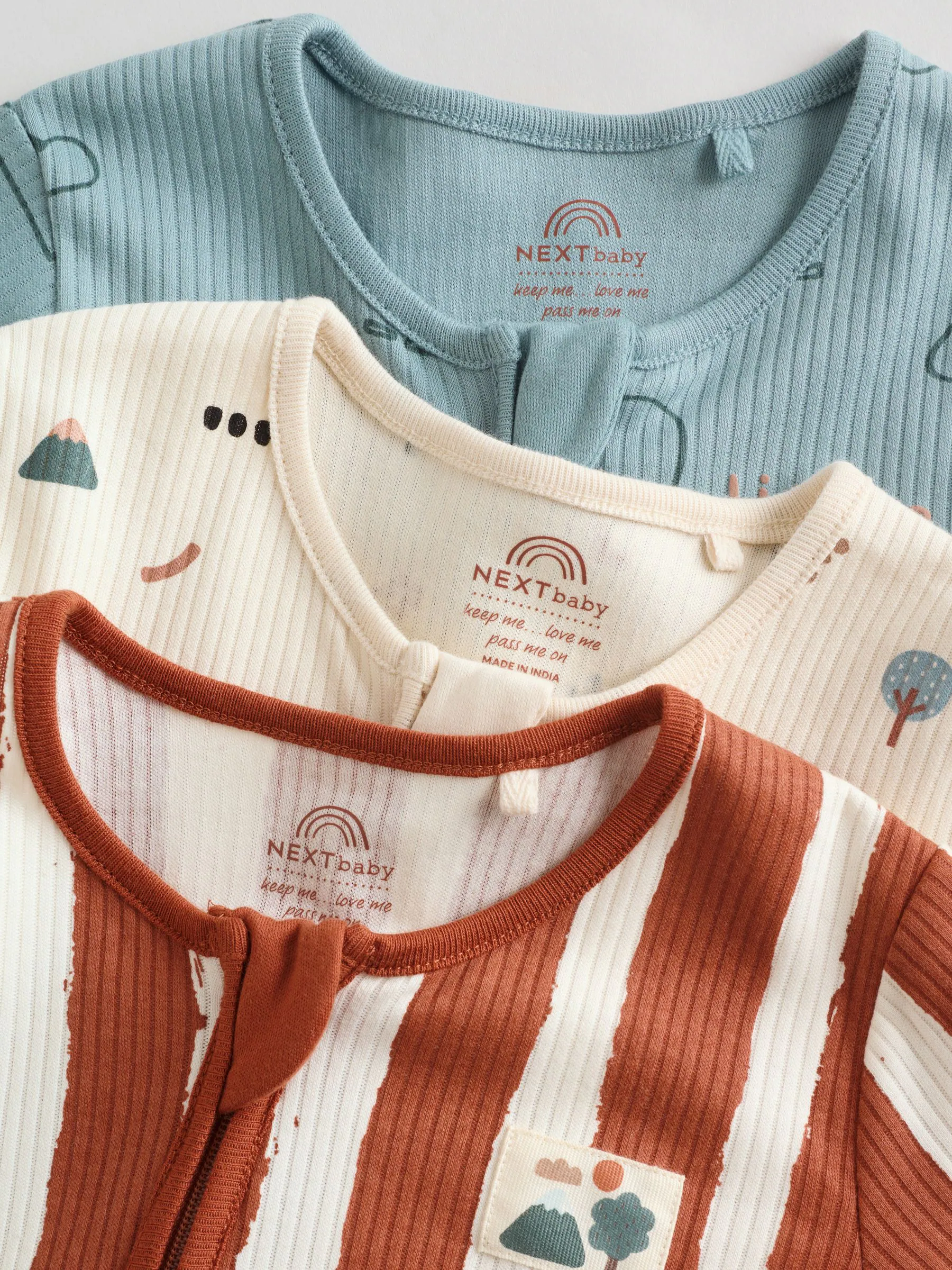 Mineraalkleurig - Woodland baby-slaappakjes 3 set (0mnd-3jr)