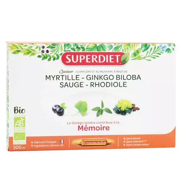 Superdiet Memory Quartet 20 ampolas x 15ml