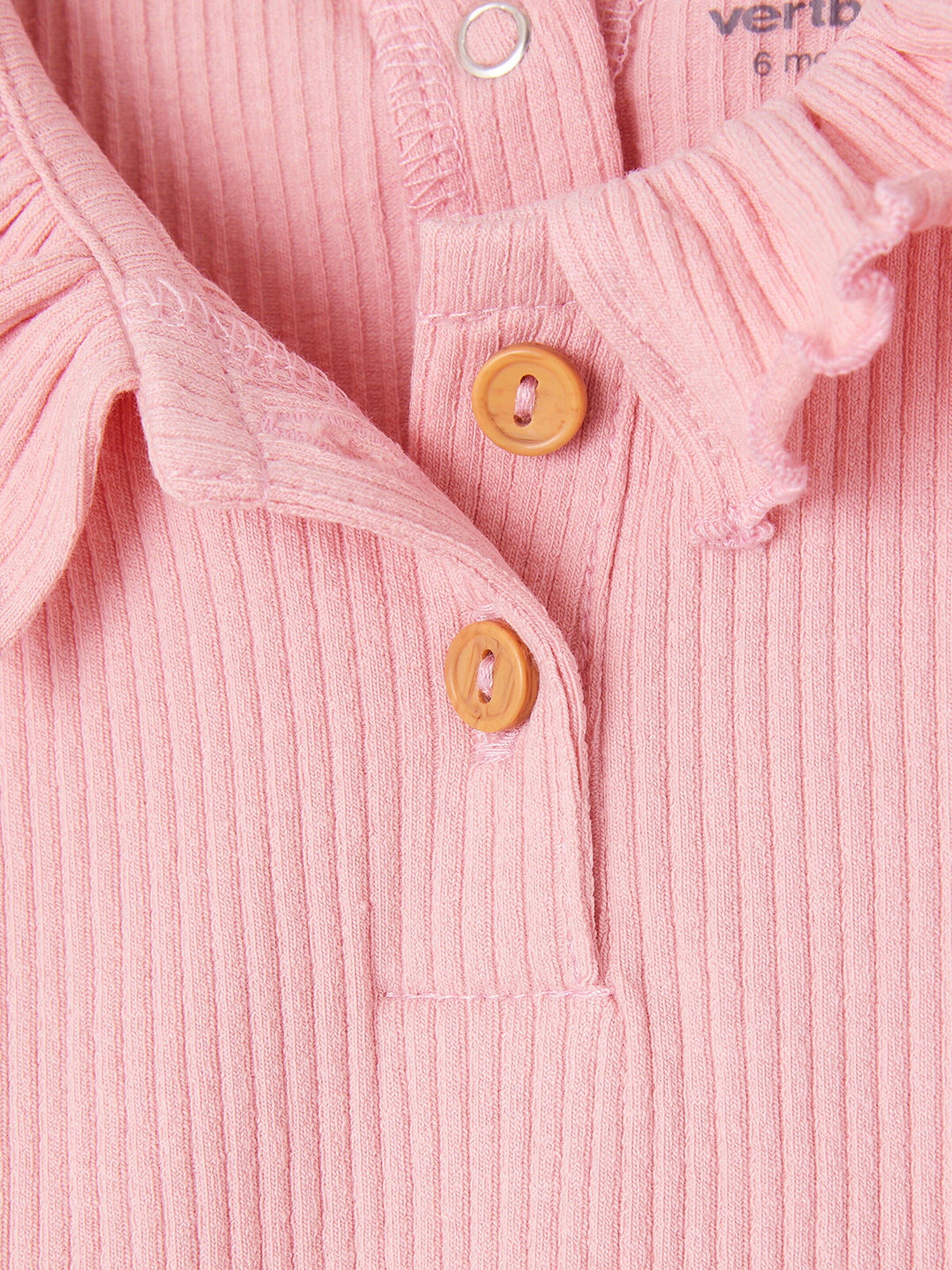 Vertbaudet Mädchen Baby T-Shirt mit Zierkragen rosa
