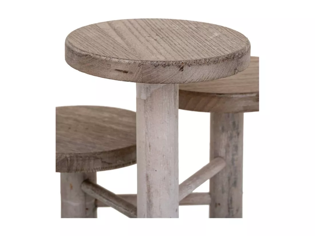 Support en bois pour 3 pots de fleurs marron d15x20/15/10h