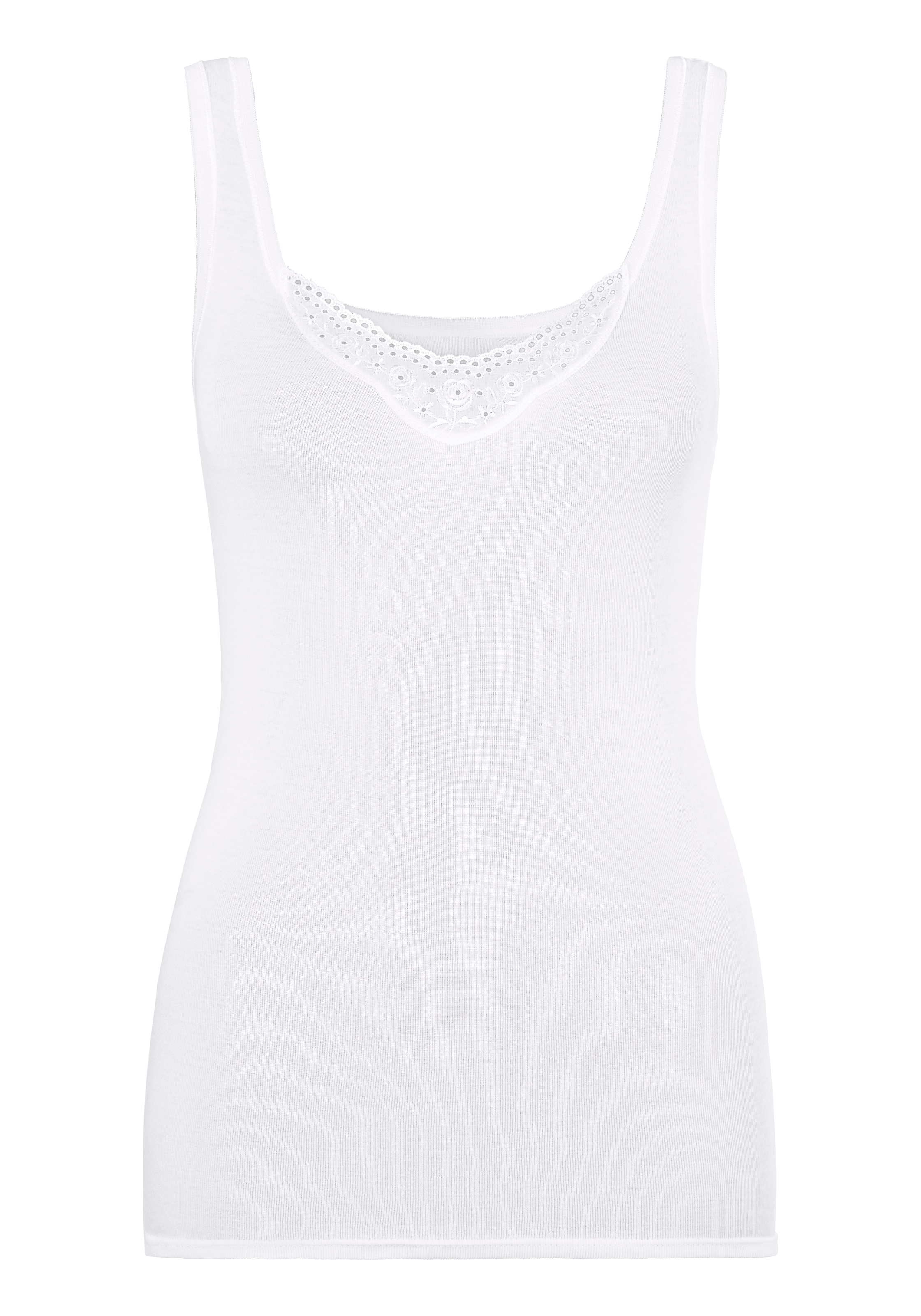 Schiesser Unterhemd »Cotton Essentials«, mit zwei unterschiedlichen Batist-Stickerei-Motiven