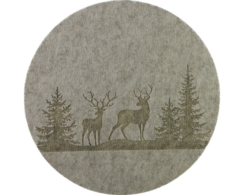 Kerstdecoratie, vilten onderzetter, grijs, Ø 33 cm